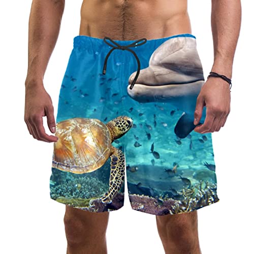 Maillots de bain pour hommes HadHfun imprimé dauphin et tortue pour la plage