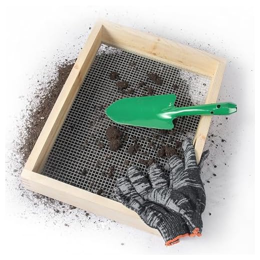15.74" x 11.81" Soil Sifter - Steel Wire Mesh & Natural Wood Dirt Sifter for Gardening - Compost, Rock, & Dirt Sifter Tool with Gloves and Trowel- Essential Garden Tool for Flower & Vegetable Planting