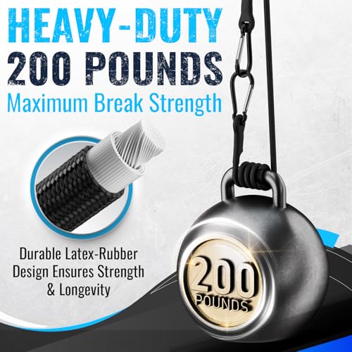 Image of GOEASY0312 Heavy Duty Bungee Cords with Carabiner 12 inch 18 inch 24 inch, 6PCS Black | 200 LBS Max Break Strength, UV Resistant, Locking Carabiner Hooks, Double-Braided Latex & Rubber