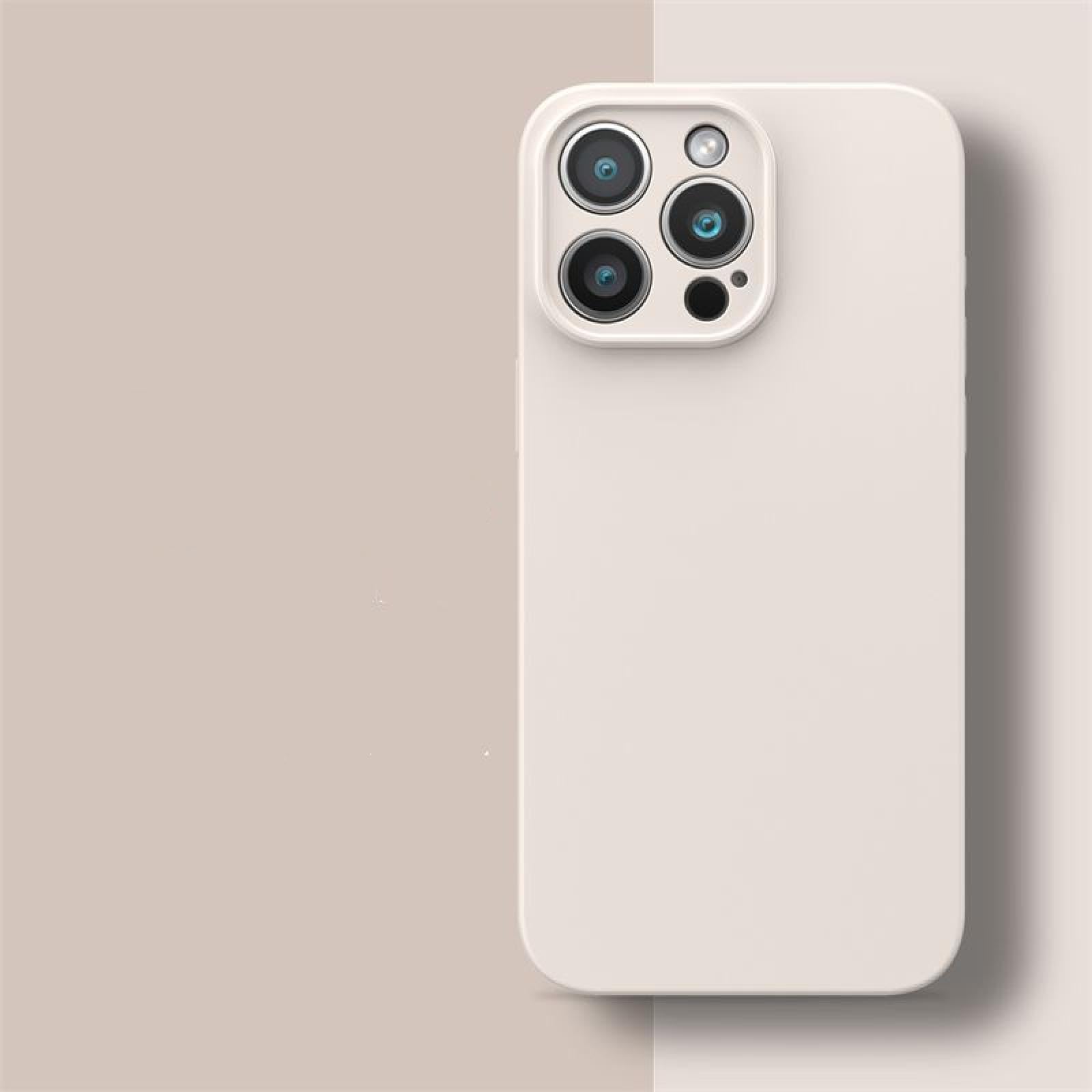 Coque silicone liquide iPhone 15 Pro Max premium blanc antique