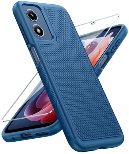 FNTCASE for Motorola Moto G-Play-2024 Case: Dual Layer Protective Heavy Duty Cell Phone Cover Shockproof Rugged with Non Slip Textured Back - Military Protection Bumper Tough (Blue)