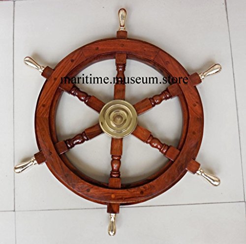 Marine Art Handicrafts 30'' Maritime Decorative Ship Wheel With Six Brass Knobs. C-3234 #TOP3
