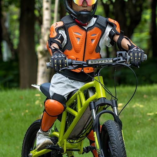 Equipo de motocicleta para niños con chaleco protector naranja ajustable 4