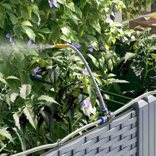Pot de fleur gris 80x40x142 cm avec réserve d'eau pour l'aménagement extérieur du balcon