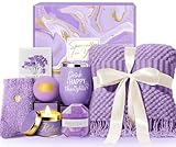 Mothers Day Gifts for Mom Wife Grandma Daughter Sister Friends, Self Care Get Well Gifts, Lavender Relaxing Spa Gift Basket Care Package w/Blanket, Birthday Gifts for Women Her Girlfriend Aunt Teacher