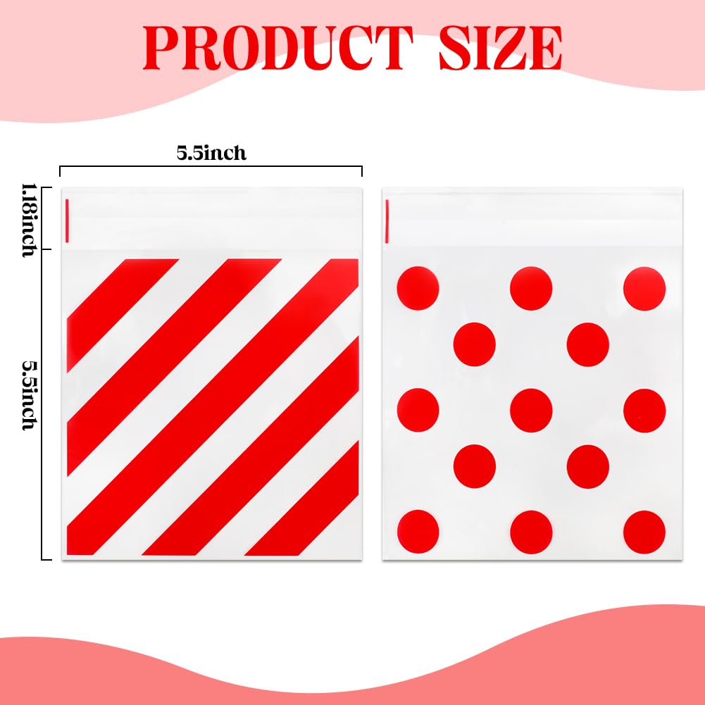 200 bolsas de celofán de 5.5 x 5.5 pulgadas, bolsas de galletas autosellantes para embalaje, bolsas de celofán para regalo, Navidad, San Valentín, dulces, golosinas, panadería casera