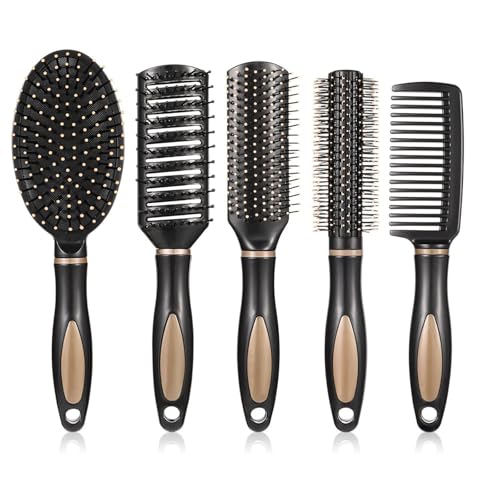 Juego De 5 Cepillos Para El Pelo, Cepillo De Pelo Antiestático, Antirotura, Masaje, Peine Desenredante Para Mujeres Y Hombres, Uso DoméStico, Viajes, Para Todo tipo de cabello