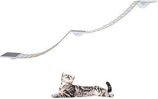 QLS Puente esquinero para gatos con tumbona para gatos, juego de madera XXL, fijación a la pared, antideslizante, color blanco (10960)