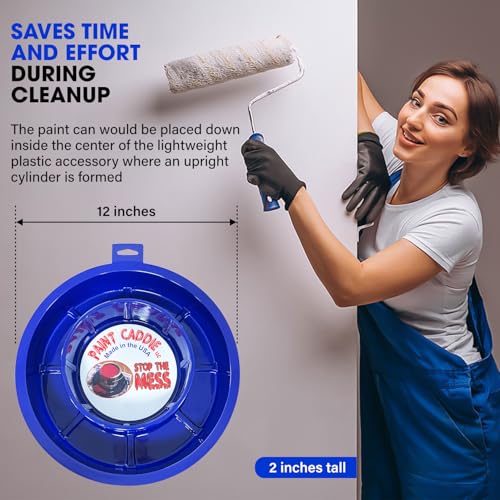 Paint Caddie Spill Catch Pan with Lid for 1-Gallon Paint Cans, 360° Drip-Containment Tray for Brushes and Rollers, Lightweight Reusable Plastic Accessory for Mess-Free Painting