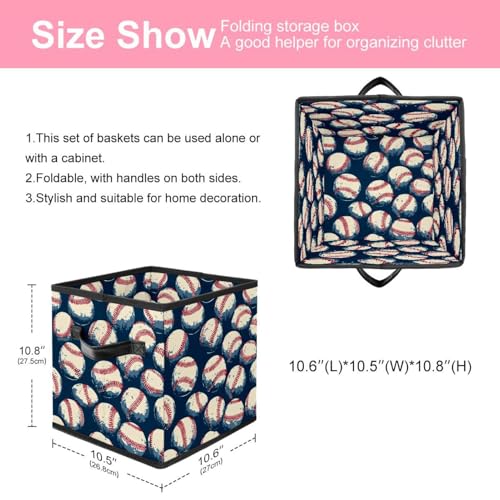 Panier de rangement pliable baseball avec doubles poignées robustes - 3