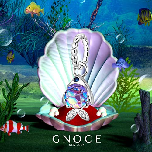 GNOCE Cheerful Fish Pendant Charms for Bracelet 925 Sterling Silver Dangle Glitter Resin & Clear Gemstones Charms For Women Mother's Day Gift3