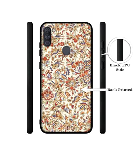 Image of Floral Design Premium 2D Printed Metal Back Case Cover for Samsung Galaxy A11 4G / M11 4G