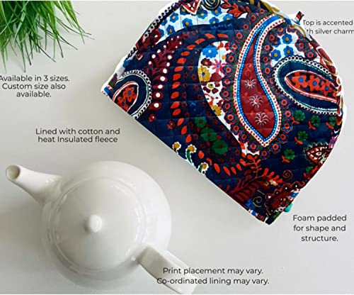 Image of Large Tea Cozy for Teapot Insulated - Black - Thermal 100% Cotton Extra Thick Wadding - Designed in England - Tea Cozies Covers Fit 1 to 6 Cup Neutral Kitchen Textiles Range (Black)