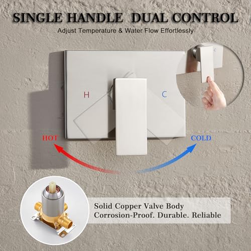 Image of Shower Faucet Set with Handheld, 10 inch Rain Shower Head, Brushed Nickel