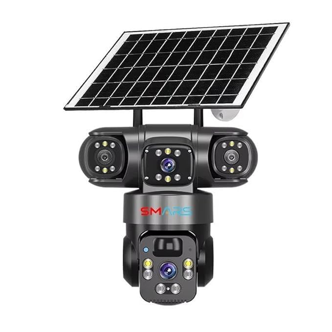 Image of smars 12 MP Full HD Tripple Lens 4G Solar Powered CCTV Camera | Manual Side Rotation| Auto Tracking | Human Detection | Two-Way Audio | Color Night Vision
