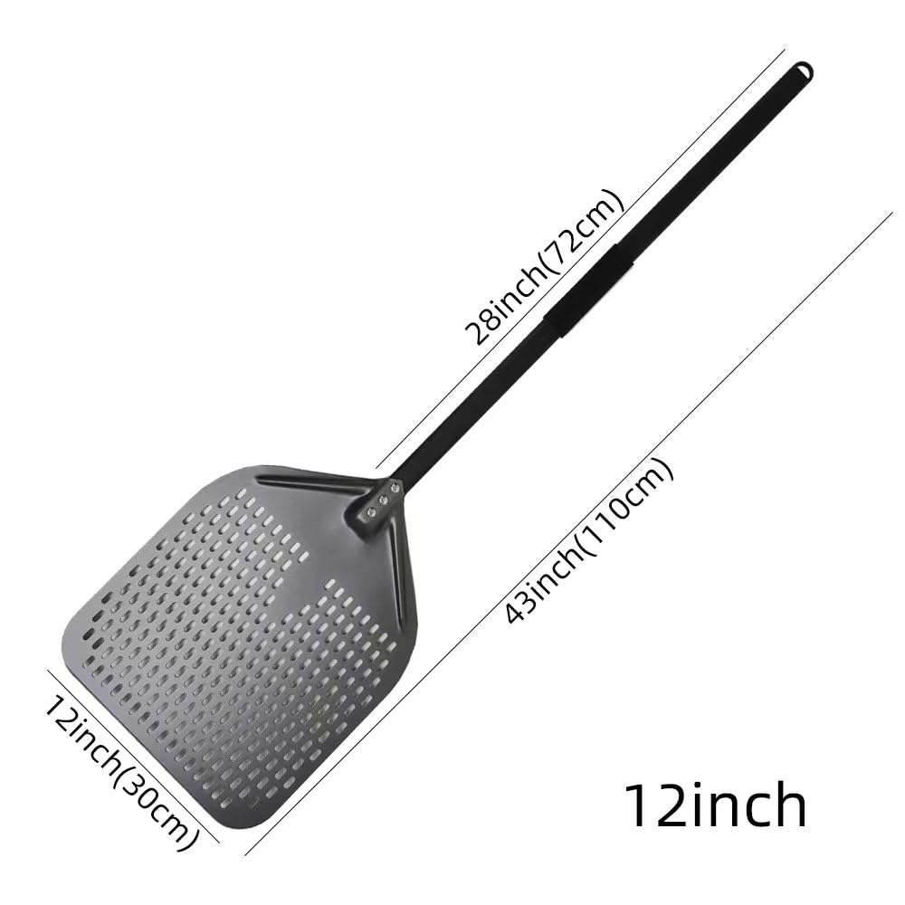 Pelle à Pizza 10 12 13 14 16 Pouces Big Pizza Pelle perforée Paddle Poignée Courte pour Four tournant Les Outils de Cuisine Peel Pizza antiadhésive Cuisson Pizza Paddle (Color : 12 inch