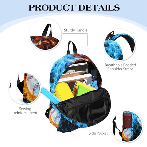 Image of Baseball Printed Backpack Set for Boys Kids, 3Pcs Bookbag with Pencil Case for school, 17 Inch Lightweight Laptop Backpack with Lunch Bag for Mens Teens Office, High School