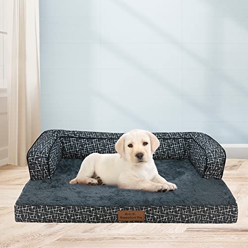 Long Rich Rectangle Pet Bed, Cozy Latex Foam Dog Sofa Bed For Small, Medium, And Large Pets, Waterproof Pv Plush Fabric Pet Cushion,Non-Slip (30" X 20" X 6.5", Printed Canvas-Grey) (Ltx-Black-M-4697) #TOP2