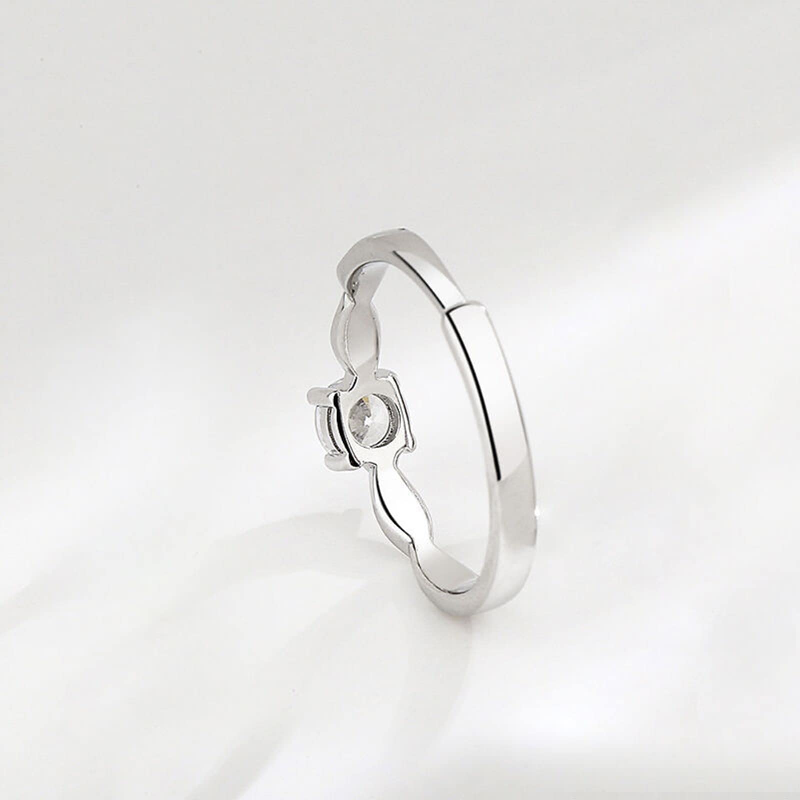 Jeulia Rose Herzförmiges Muster, verstellbar, Sterlingsilber, einzigartiger Zirkonia-Verlobungsring, Ehering für Paare, ihr Braut-Verlobungsschmuck, Geschenk