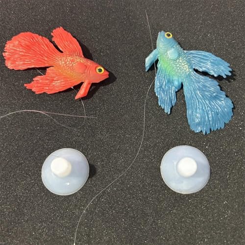 Image of 2 Pack Aquarium Floating Swimming Betta Fish Decor, Vivid Artificial Fish Tank Glowing Fish Ornament, Lifelike Funny Aquarium Fish Scenery for Betta Fish Lovers Small to Large Tank (Betta)