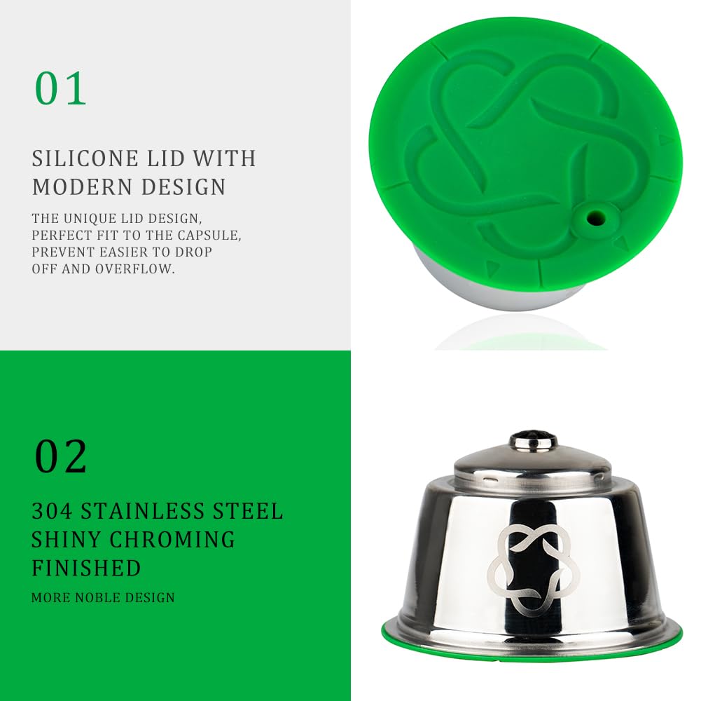 Capsula di caffè riutilizzabile in acciaio inox per Dolce Gusto Piccolo XS, capsula di caffè ricaricabile compatibile con DolceGusto, 1 capsula 1 tamper
