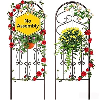 AMAGABELI GARDEN & HOME 2 Pack 60" x 18" Garden Trellis for Climbing Plants Outdoor Rustproof Metal Trellis for Potted Plants and Roses Vines Vegetables Flowers Ivy Cucumbers Clematis Supports Bronze