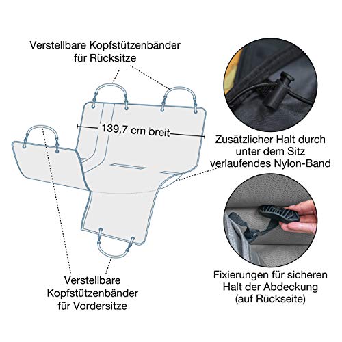Kurgo Wander-Autohängematte für Hunde, Schutzmatte für Ihre Autorückbank, Wasserfest und schmutzabweisend, Schwarz, K00030