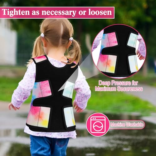 Image of Janmercy Kids Compression Vest Ages 2 to 9 Soft Adjustable Breathable Neoprene Comfort Vest for Boys Girls School Home Daily(Tie Dye,Small)