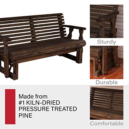 Caf Amish Heavy Duty 800 Lb Roll Back Pressure Treated Porch Glider (4 Foot, Dark Walnut Stain) #TOP4