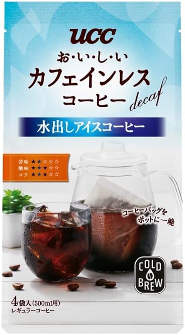 UCC おいしいカフェインレスコーヒー 水出しアイスコーヒー 4P×12個入り (1ケース)