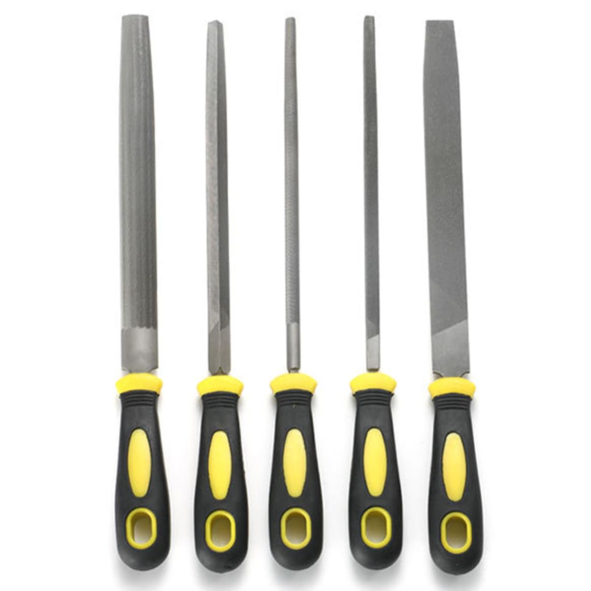 5 Pcs Needle File Set, 8 Inch Woodworking File, Handmade Metal File, Hardened Alloy Strength Steel Set, Including Flat, Square, Triangle, Round And Semi-Circle Files