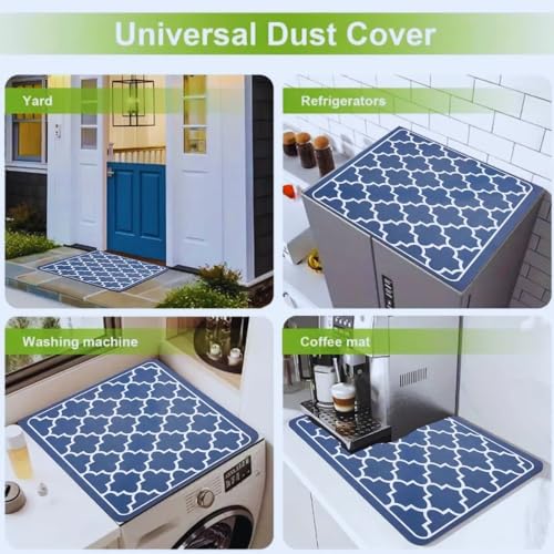 Image of Homecloud Non-Slip Washing Machine Mat - Durable Waterproof Protective Cover for Washer & Dryer, Dust-Resistant Mat Ideal for Laundry Room & Kitchen Appliances (Navy)