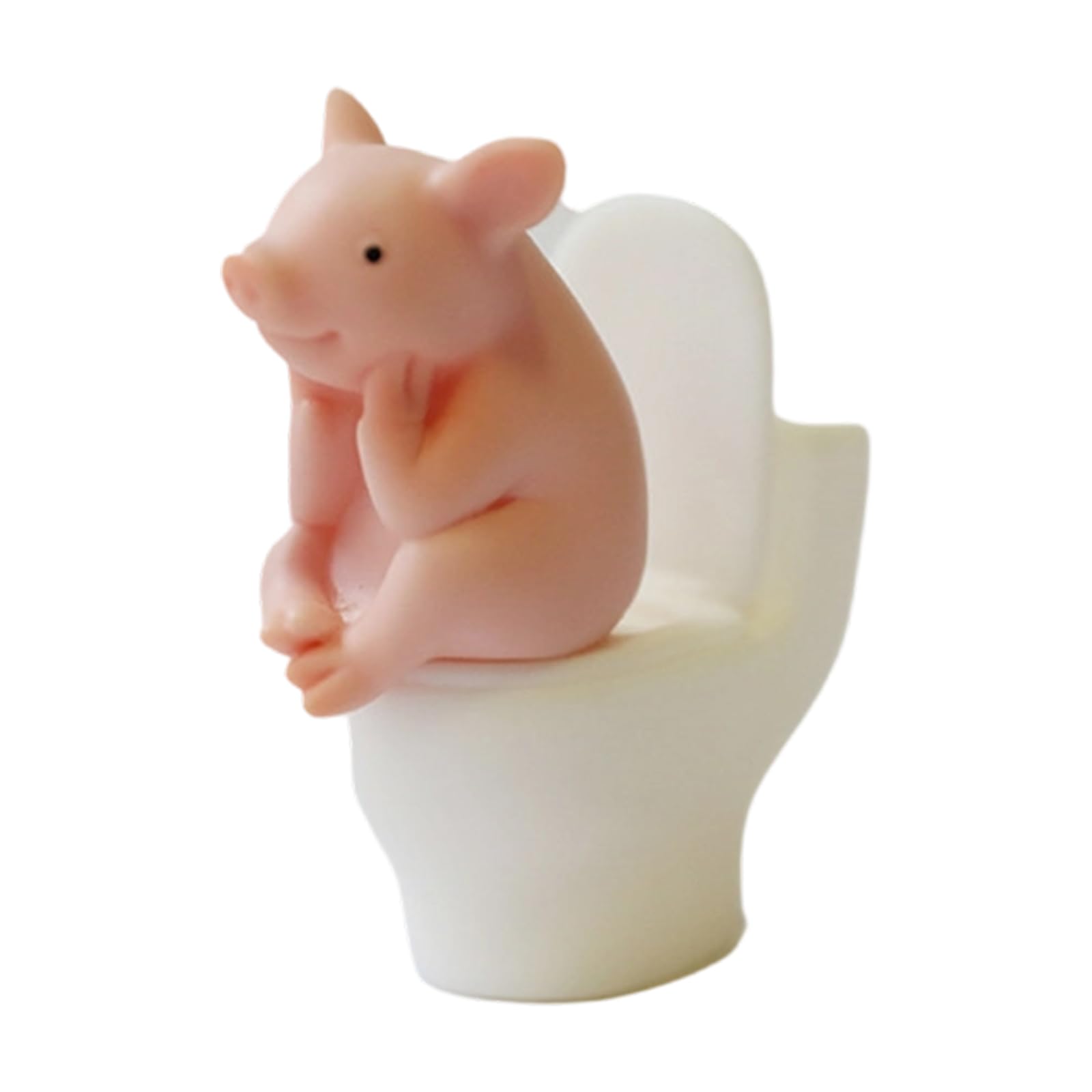 Mllepjdh Miniature Pigs Statue Garden Decors Pigs/Frogs Figurine Sculpture Toilet Thinking Statue Ornament Microlandscape for Garden