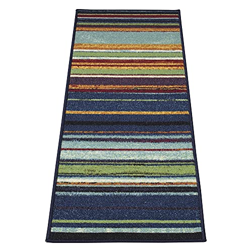 Machine Washable Vintage Striped Design Non-Slip Rubberback 2X5 Traditional Runner Rug For Hallway, Kitchen, Bedroom, Entryway, 20" X 59", Multicolor #TOP1