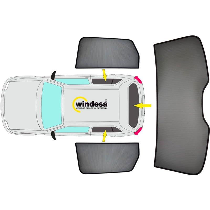 Sicht- & Sonnenschutz kompatibel mit Volkswagen Up! & Seat MII & Skoda Citigo 5-türer 2011-, Schwarz