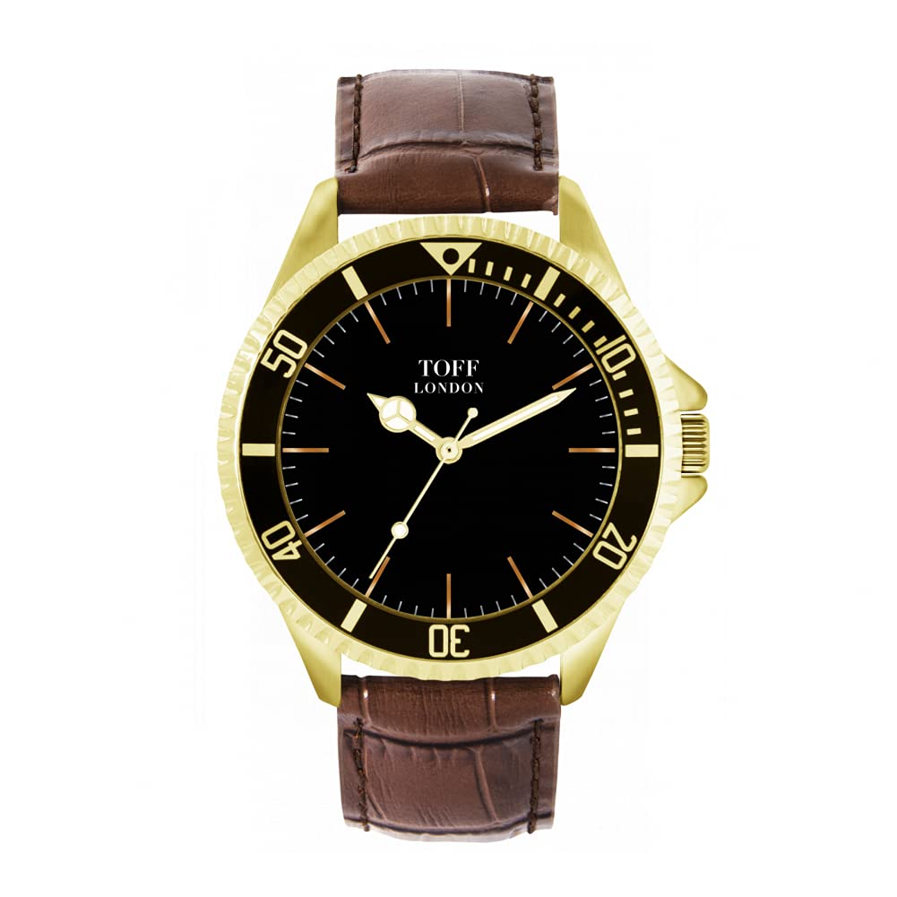 Toff LondonTraditional Black and Gold Batons Mens Wrist Watch 42mm Case Custom Design