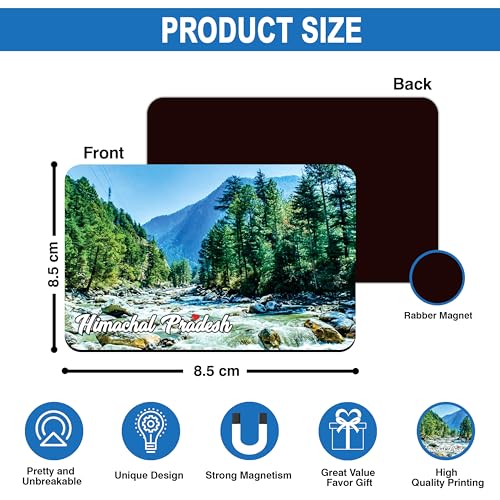 Image of Elegant Fridge Magnet with Themes |Rectangular Size Refrigerator Magnet with Magnetic Rubber Back | Pack of 1, 8.6cm X 5.4cm (Himachal Pradesh)