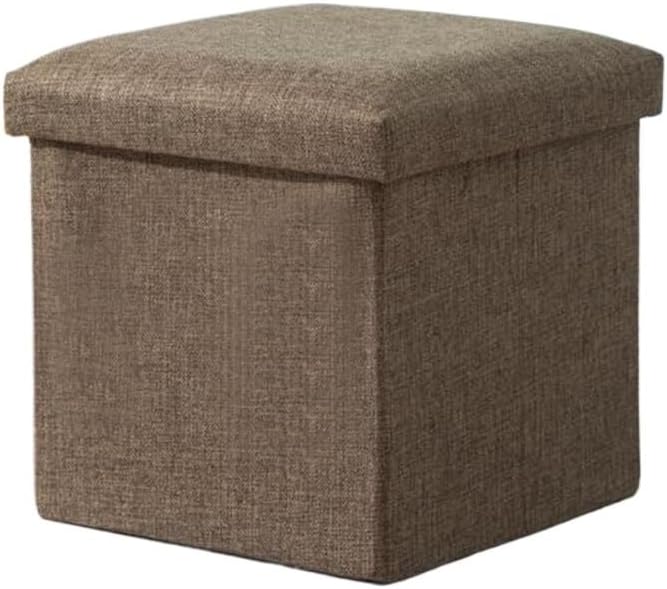 Linen Fabric Storage Stool Storage Daily Necessities Folding Fabric Storage Box Square Small Stool(Gray)