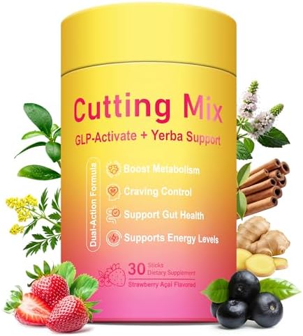 GLP-1 Cutting Drink Mix, 5-HTP, FOS, Yerba Mate, Magnesium, 30 Se...