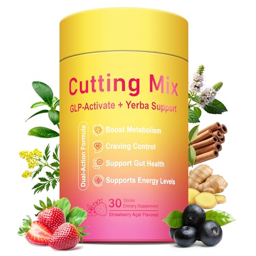 Yooloks Cutting Drink Mix GLP-1 Drink Mix with 5-HTP Yerba Mate & Magnesium FOS | Supports Satiety Signaling Energy & Gut Health | Strawberry Aa Flavor 30 Servings