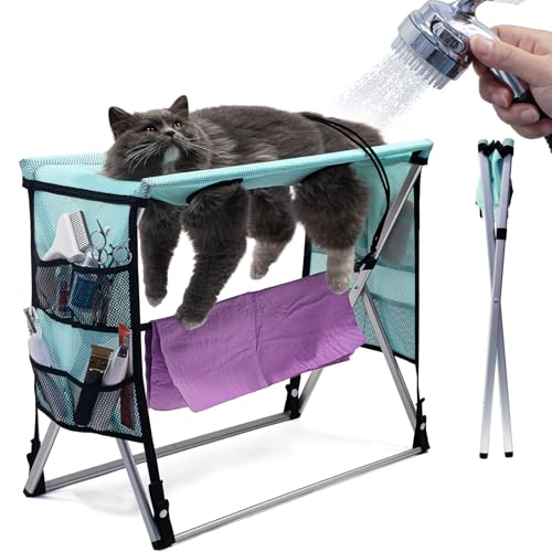 MIFNRO Rede para cuidados com gatos e mesa de banho para animais de estimação – Design dobrável anti