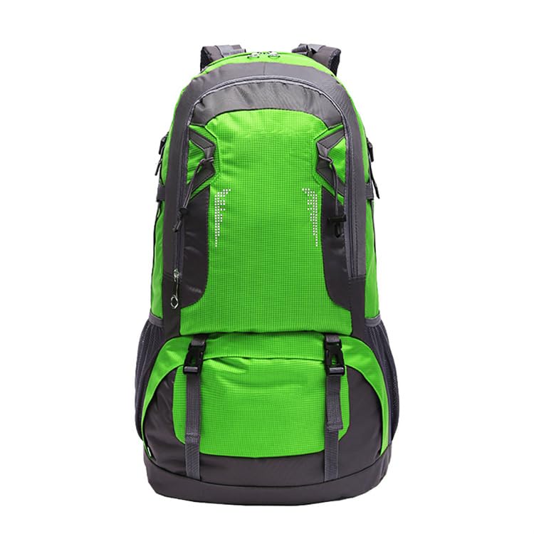 Sac à dos de randonnée 60L vert et noir avec compartiments multiples pour le trekking