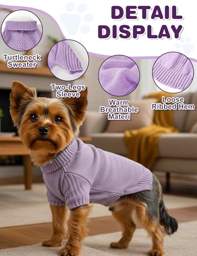 Image of Dog Sweaters for Small Medium Large Dog, Classic Turtleneck Pet Clothes Warm Thermal Doggy Winter Coat, Thick Double Knitting Collar Pullover Cold Weather Puppy Jacket for Indoor & Outdoor Wear