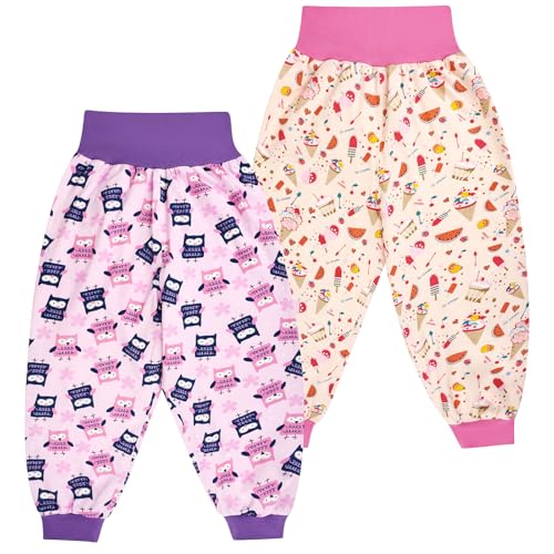 MooMoo Baby Diaper Pants, High Waist Nighttime Potty Training Diaper Pants for Girls 2-3T