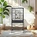 ZENY 53-Inch Bird Flight Cage, Wrought Iron Standing Large with Rolling Stand for Cockatiels Pet Parrot Parakeet Lovebird Canary Finch (Black)