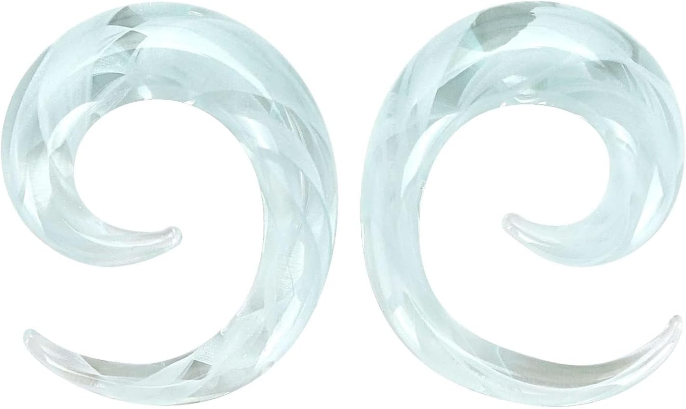 Ear Tapers Glass Ear Plugs Ear Gauges Spiral Snail Twist Stretching Stretcher Expander Handmade Hanger Gauges Piercing Jewelry Set 8G-00G 3MM-10MM