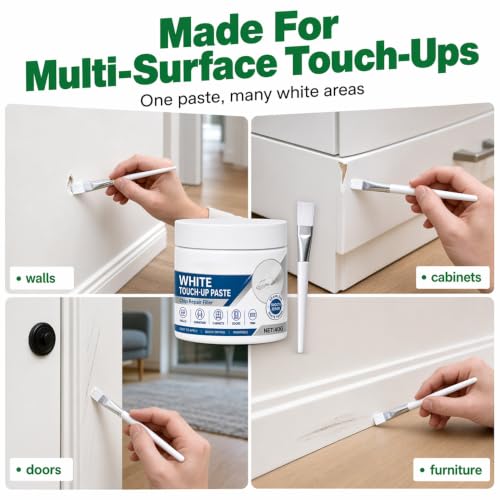 Image of White Furniture Touch-Up Paste with Brush, 40g Wood Repair Filler (White*1)
