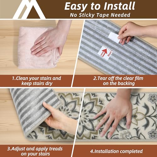 COSY HOMEER Stair Treads for Wooden Steps Non Slip Washable 8" X 30" 15pcs by COSY HOMEER - Used condition - Image 8