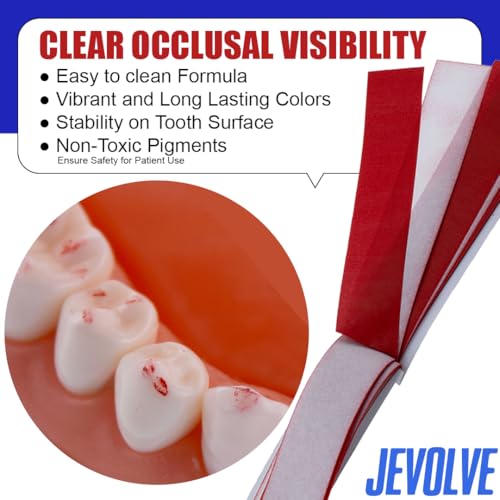 Image of 240 Sheets Dental Articulating Papers | Straight Shape Micron Bite Articulating Paper Doubled Side for Occlusal Adjustment - Thin Red