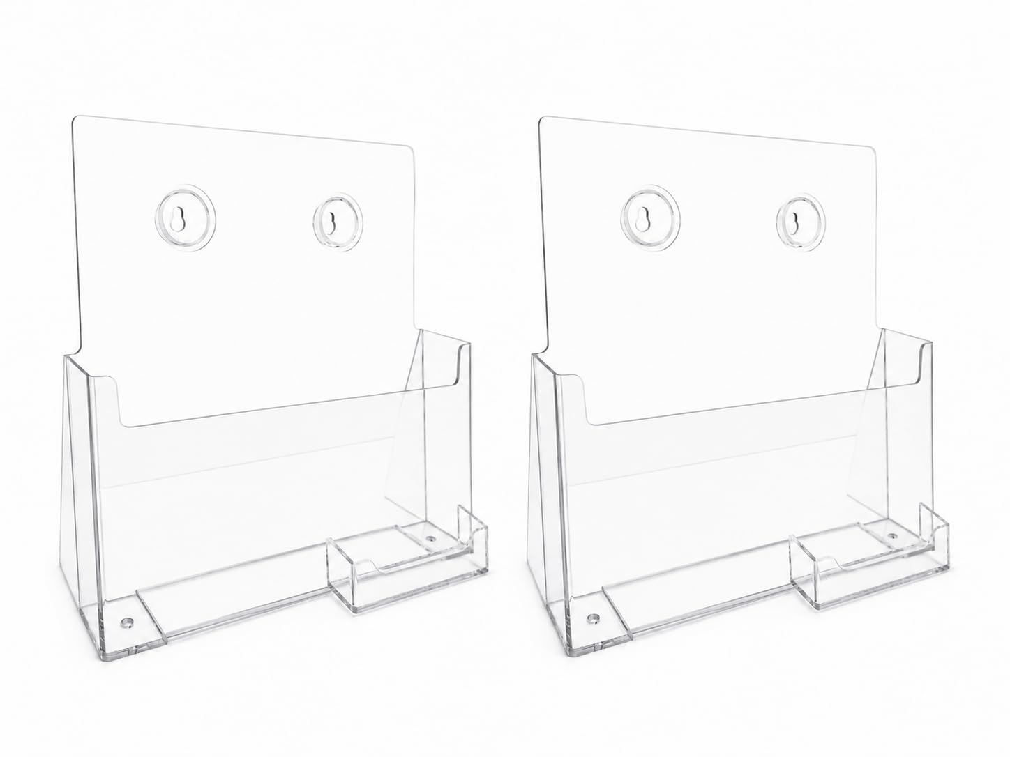 Soporte Premium para folletos de 8.5" - con contenedor de tarjetas de visita - Organizador acrílico transparente para encimera